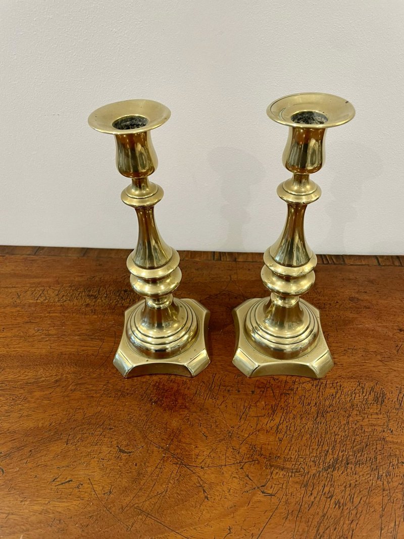 Pair of Antique Victorian Brass Candlesticks